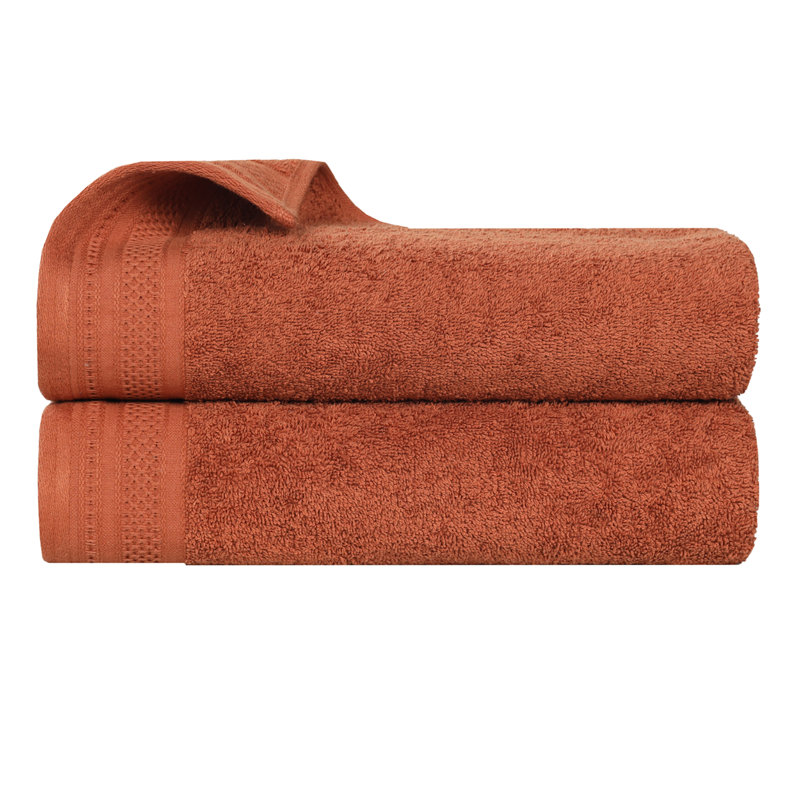 Draps de bain mi-longs en coton gaufré texturé Honeycomb, Rouille