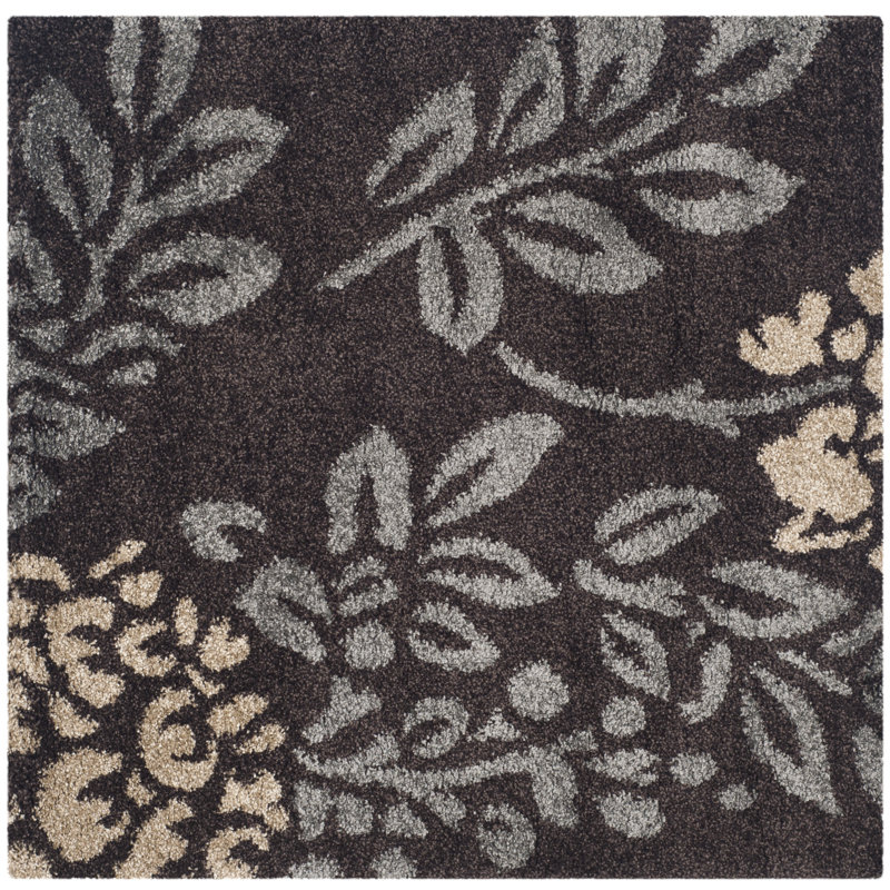 Tapis floral à poils longs Chanhassen, Carré 6 pi 7 po
