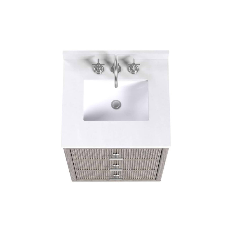 Rhett Vanity, Steel Oak, 24" W, White Quartz