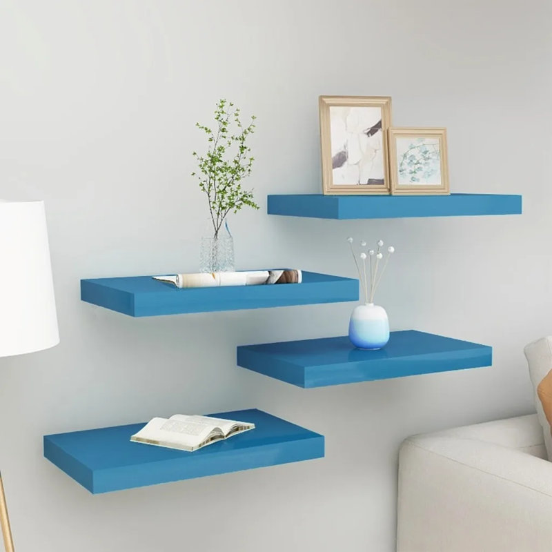 Gracie-Rose 4 Piece Picture Ledge Wall Shelf, 40 x 23 x 3.8 cm, Oak/White