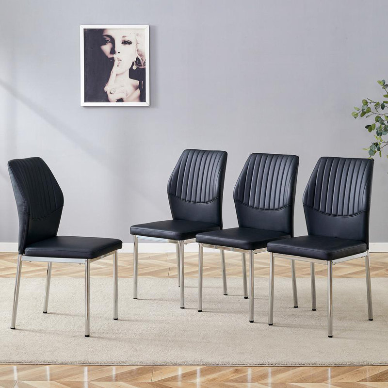 4-Piece Bar Stools, Silver, Black