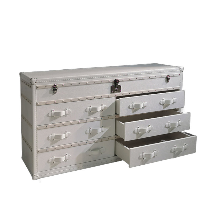 Buffet blanc avec tiroirs à motif crocodile blanc 62,99