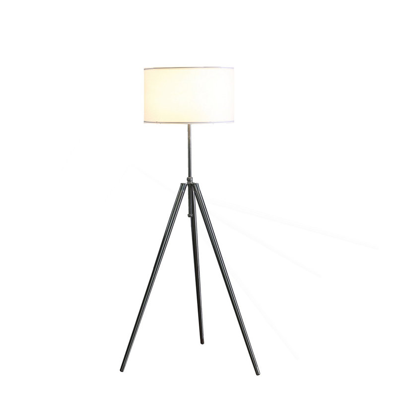 Lampe trépied ajustable en métal argenté 64 po - 47 po Mid-Century