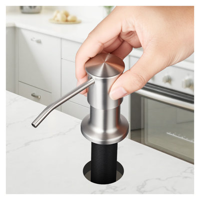 Brushed Nickel Built-in Soap Dispenser for Kitchen Sink - Stainless Steel Countertop Pump with 47" Extension Tube