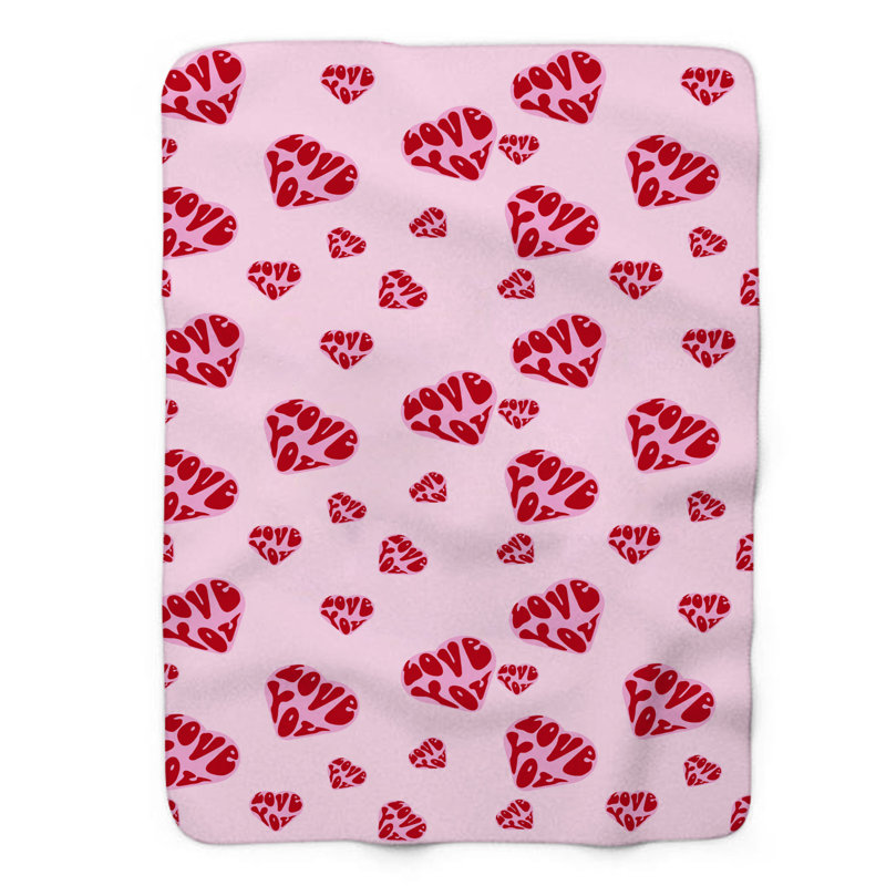 Retro Love - Couverture sherpa de qualité supérieure 1 pièce, L 60 po x L 80 po