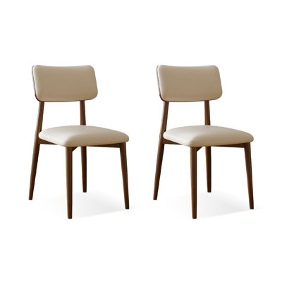 Beige-white+Nut-brown Solid back side Chair(Set of 2)