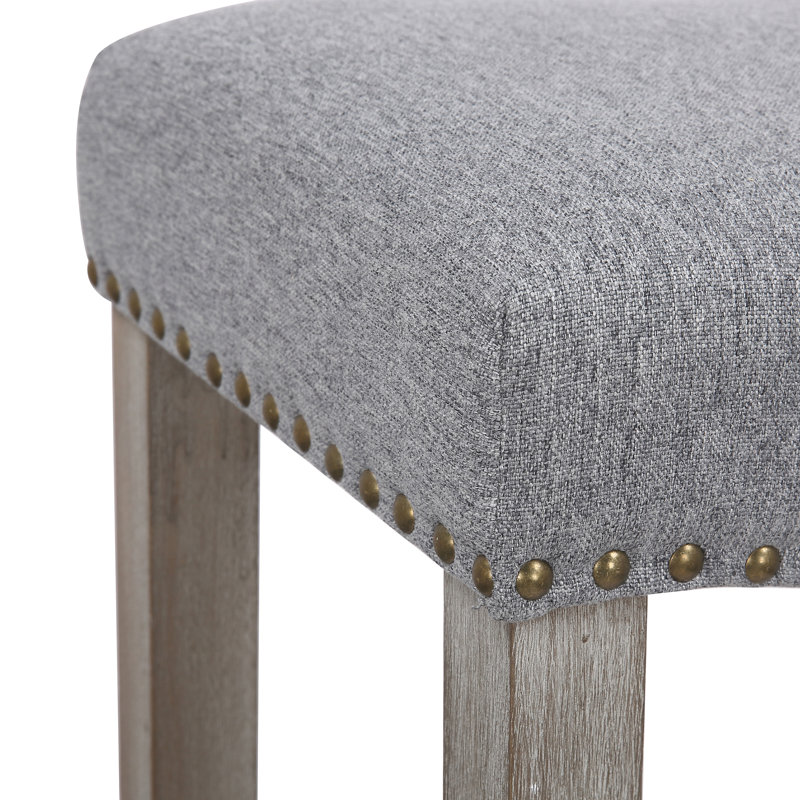 Jameson Upholstered Counter Stool with Solid Wood Frame, Bar Stool (29” Seat Height), Gray/Gray