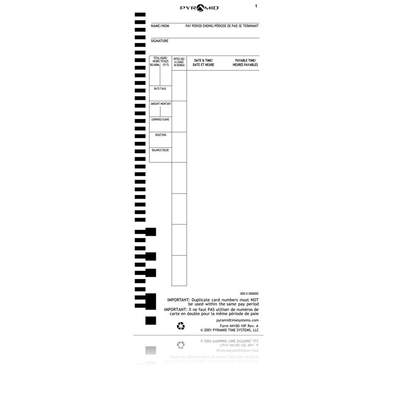 English/French Time Card