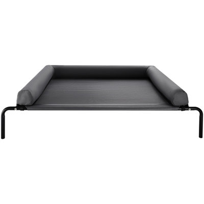 Portable Raised Dog Bed - Elevated Cot For Big Pets, Gray Xl Pillow Provided, Waterproof And Oil Mesh, Stable Support 110 Lbs, Comfortable Resting Space Tool Setup, Black Steel Dogs With Pillow,