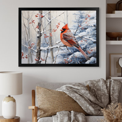 Canada Red Cardinal Bird Winter Wonderland I - Canada Canvas Prints