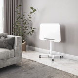 Techni Mobili White Sit To Stand Mobile Laptop Computer Stand With Height Adjustable And Tiltable Tabletop