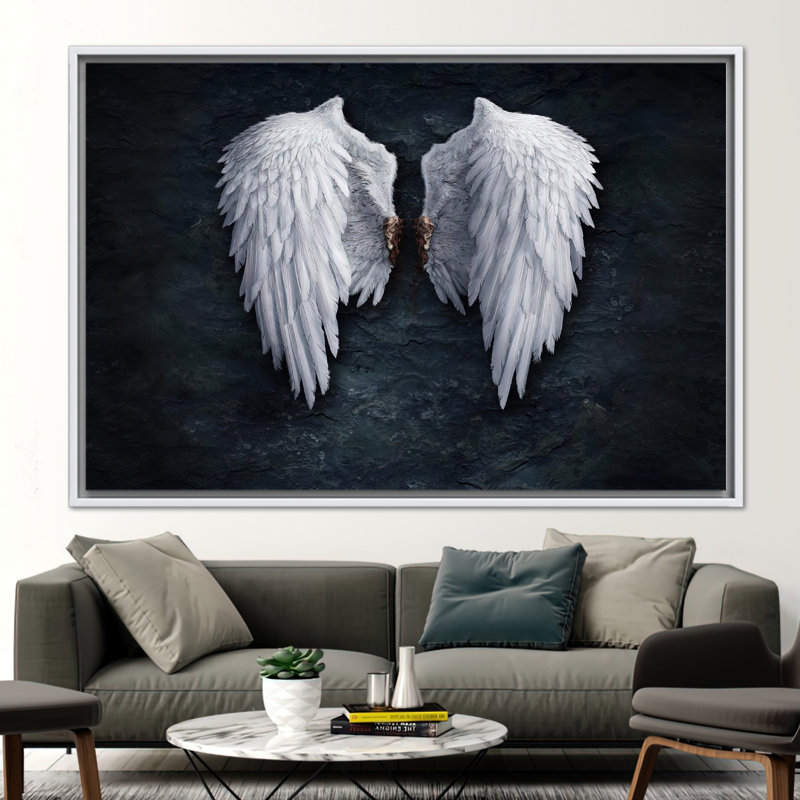 Impression sur toile Banksy, Blanc, Impression encadrée flottante sans passe-partout, H 12 po x l 16 po
