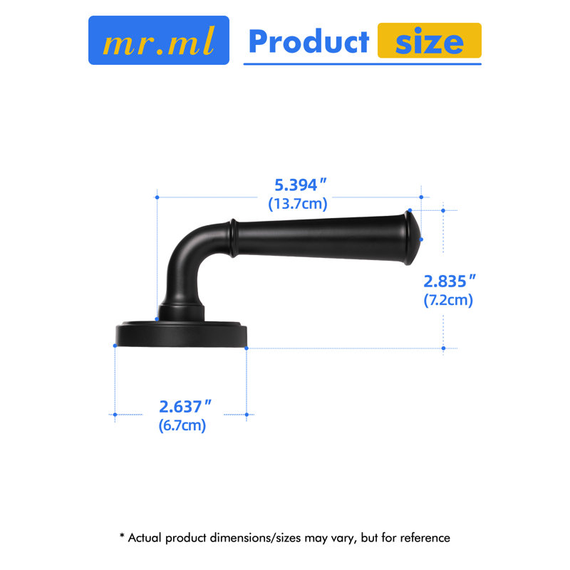 Fausse poignée de porte noire Mrml, levier à simple face anti-retournement, garde-robe de garde-robe de couloir intérieur ou porte à double porte française, utilisée pour le levier décoratif en alliage d'aluminium