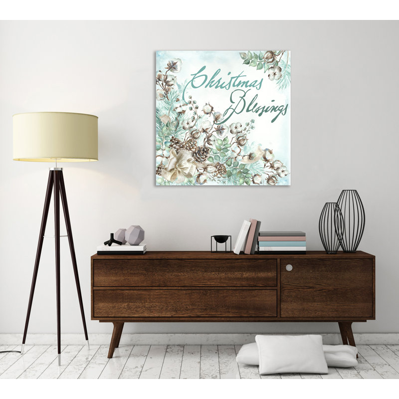 Cotton Boll: Christmas Blessings - Wrapped Canvas Painting, 61 cm H x 61 cm W