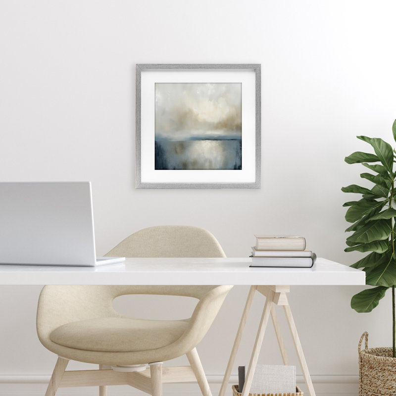«Two Times Blue Abstraction», reproduction sous verre encadrée, design par Annabelle Hall, H 16 po x l 16 po