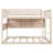 Full over Full Bunk Bed with Storage Shelf, Color-Changing Lights & Pegboard for Teens and Adults, Beige-1877180360-1877179446