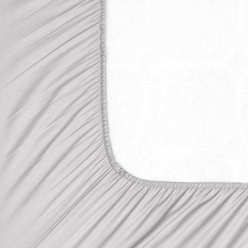  Ensemble de draps 100% coton percale frais et frais (4 pièces), Grand lit, Gris clair