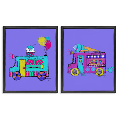 Ensemble de cadres flottants 2 pièces Vibrant Summer Ice Cream, conception par Susan Lugar