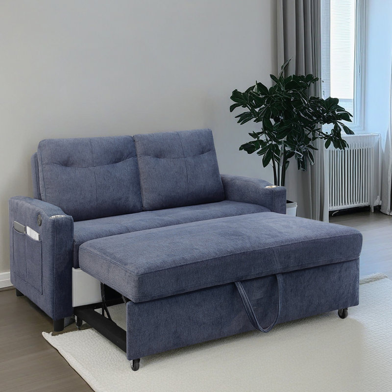 Canapé-lit convertible polyvalent avec fonction escamotable et coussins élégants pour le salon