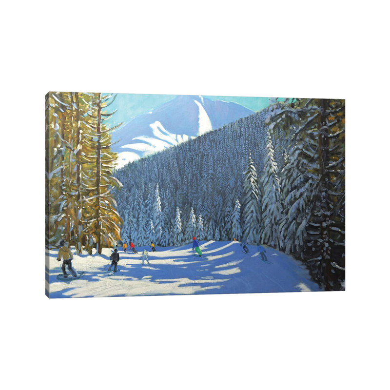 SkIIng, Beauregard La Clusaz by Andrew Macara - Wrapped Canvas Painting, 20.32cm H x 30.48cm W x 1.905cm D