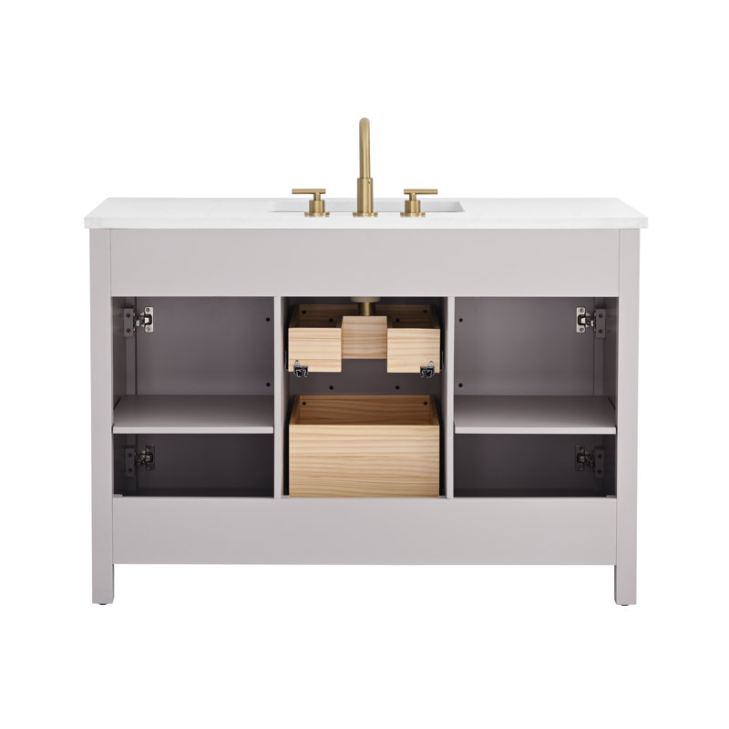 Wenniah 48" Single Vanity, Taupe/Brushed Bronze