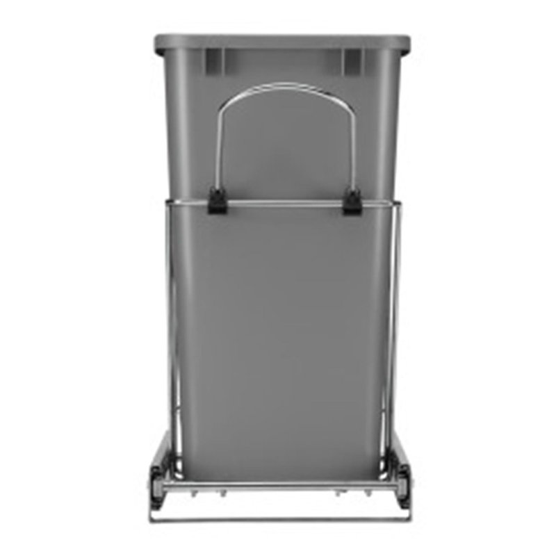 Rev-A-Shelf Pull Out Trash Can 35 Qt for Kitchen Cabinets, Metallic Silver