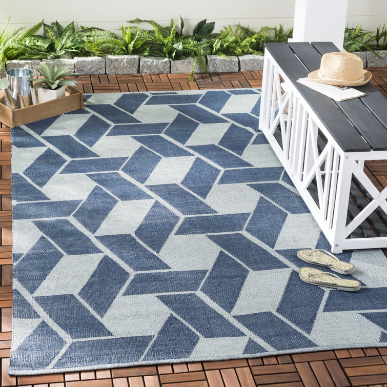 Corrigan Studio Nate Hand Hooked Blue/Grey Indoor/Outdoor Rug | Wayfair ...