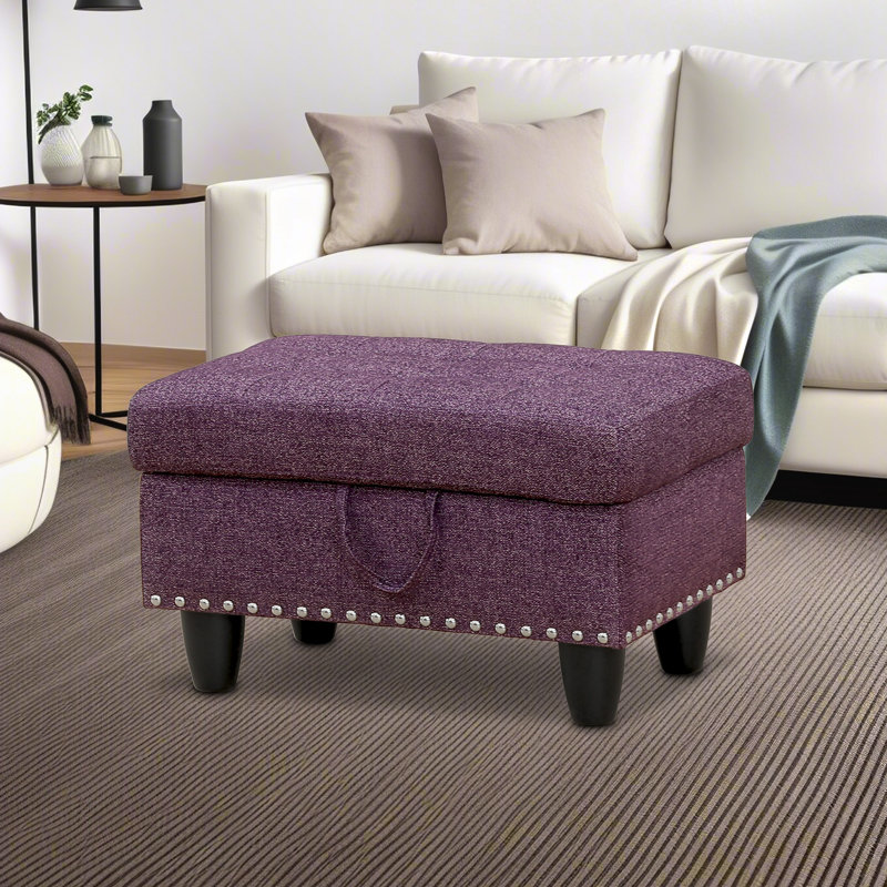Repose-pieds en flanelle avec rangement, Lin mauve