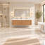 Meuble-lavabo double 59,3 po avec plateau en résine SMC, armoire en panneau de fibres à densité moyenne peint, portes à fermeture en douceur, tiroirs divisés, meuble-lavabo mural moderne pour les grandes salles de bain
