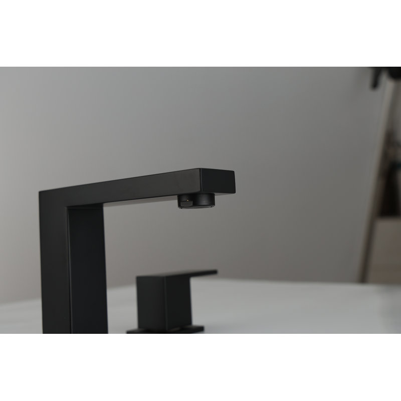 Robinet pour salle de bain à 2 poignées, robinet d'évier en métal noir mat avec bonde escamotable, aérateur et conduites d'alimentation CUPC incluses
