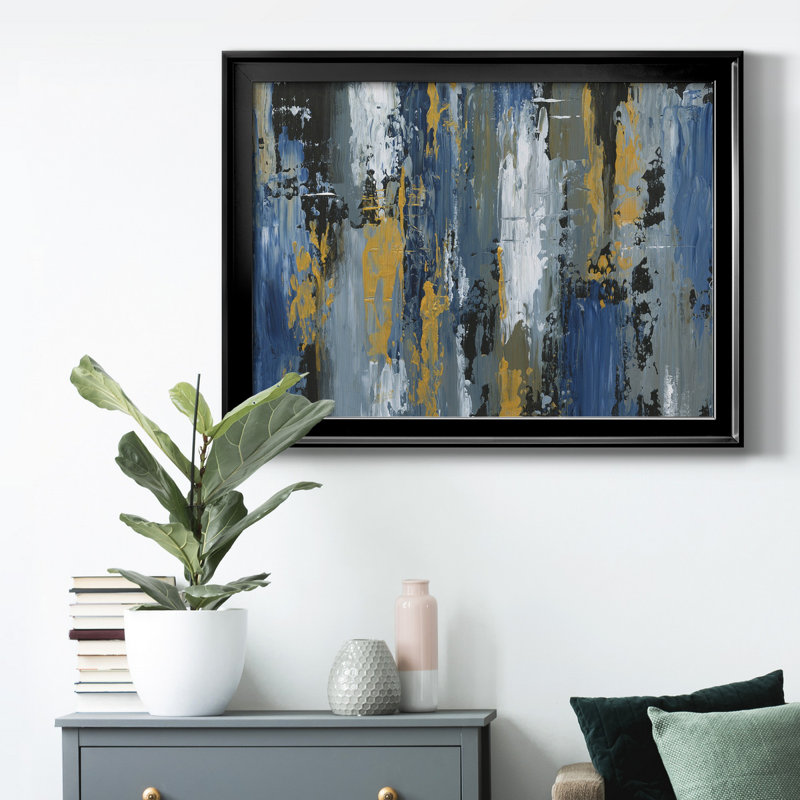 Toile abstraite encadrée de qualité supérieure - prête à être accrochée, H 18,5 po x l 24,5 po x P 1 po, Cadre noir
