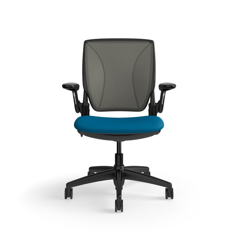 Fauteuil de travail ergonomique avec dossier Caraway World ML et siège rembourré Corde 4, Gris / bleu paon, Noir