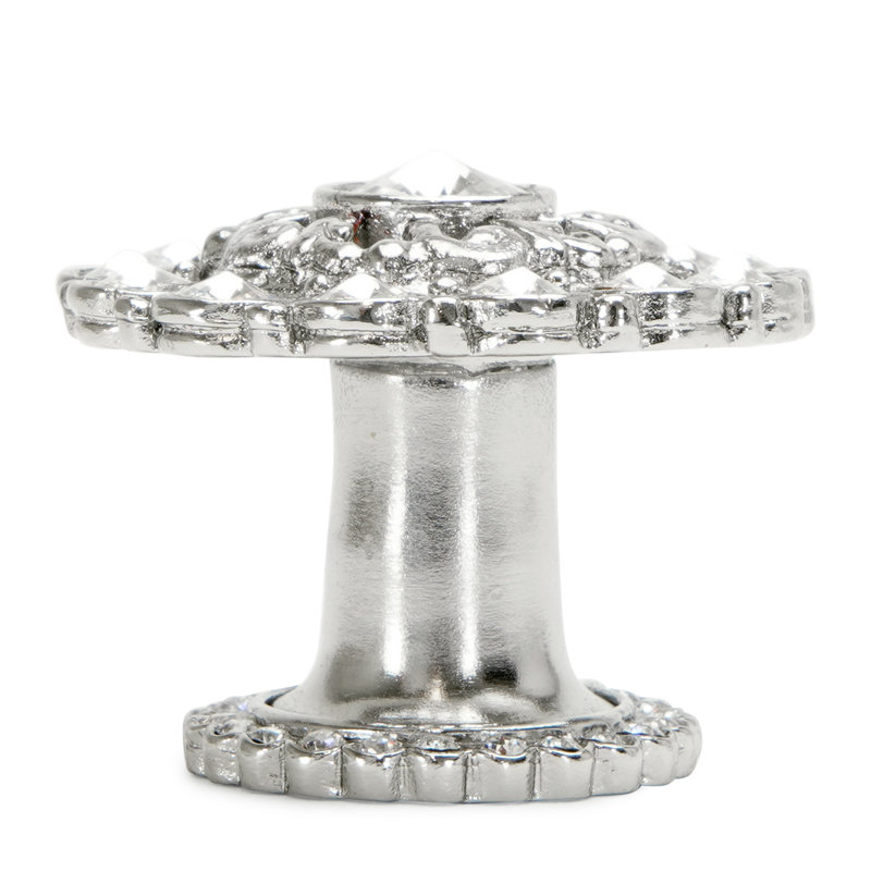 Caché large round multi crystals knob with halo platform with Swarovski Clear Crystalsin Antique Brass, Chrome