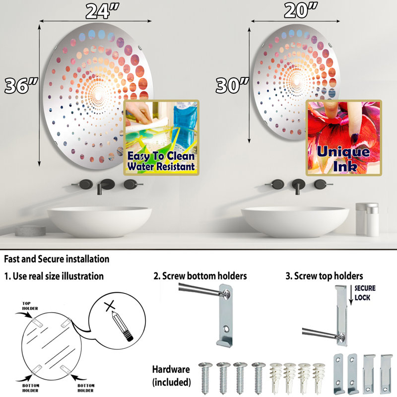 Miroir mural oval, 29,5 po x 19,6 po
