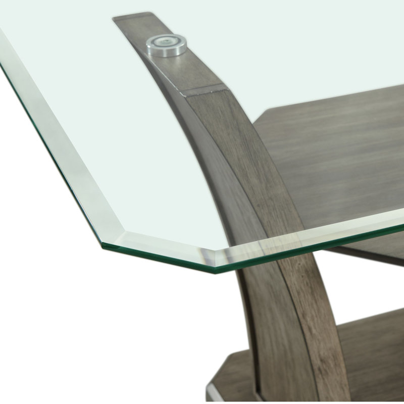 Gray Glass Top Rectangular Counter Height Dining Table