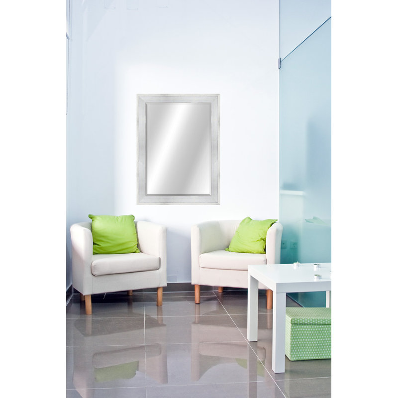 Country Colors II Solid Wood Rectangle Wall Mirror, 34.5" x 28.5", White/White