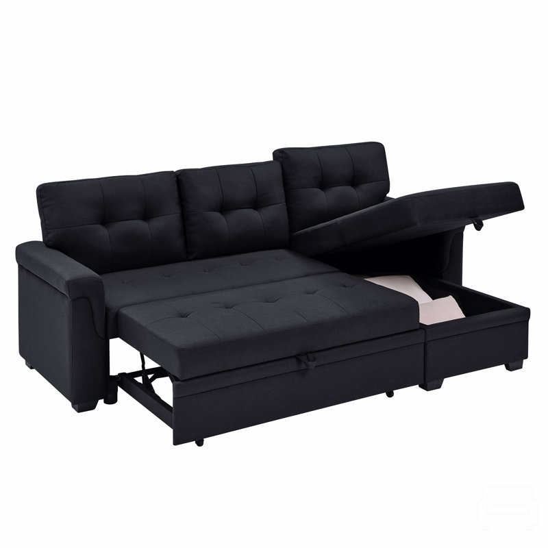 Canapé-lit rembourré, Polyester noir