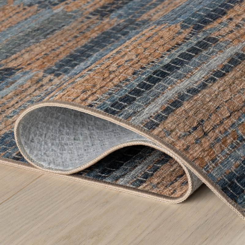 Lynix Coastal Striped Machine Washable Rug, Rectangle 9'6" x 13'6"