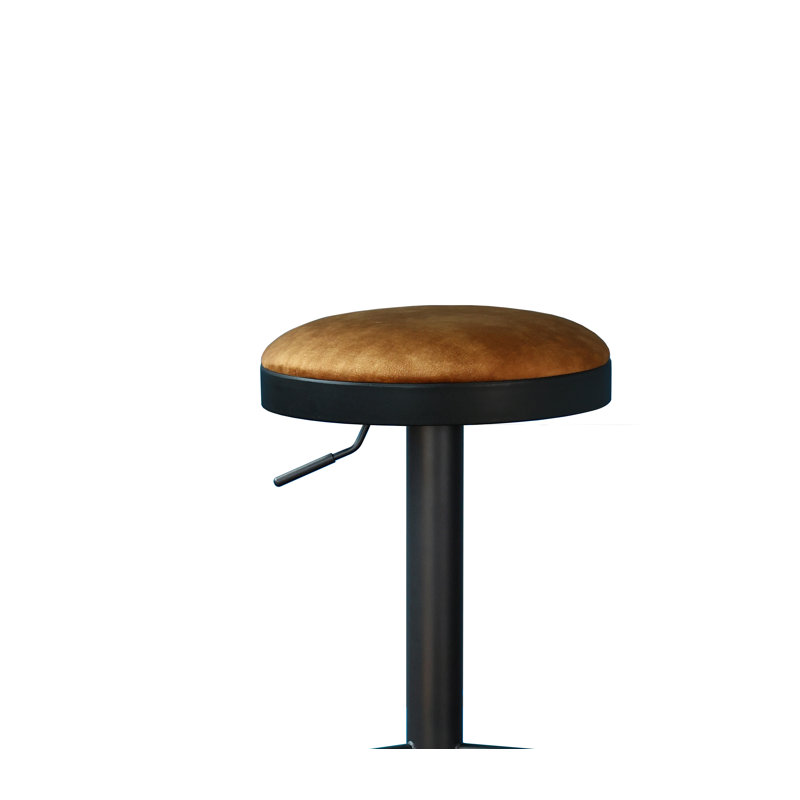 Swivel Upholstered Adjustable Height Counter Stool with Metal Frame, Orange