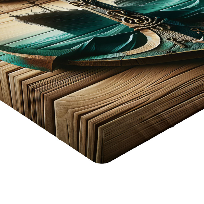 Drap-housse nautique Ambesonne_ Ancre avec voilier_ Sable brun foncé, Double