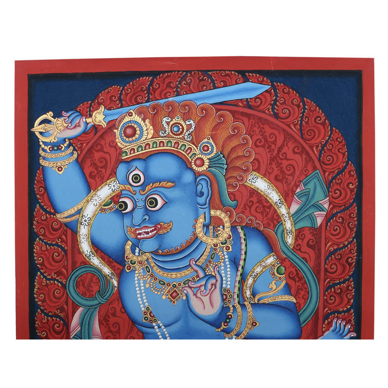 Divinité bouddhiste furieuse Vajrapani avec l'épée du Népal | Peinture de Thangka