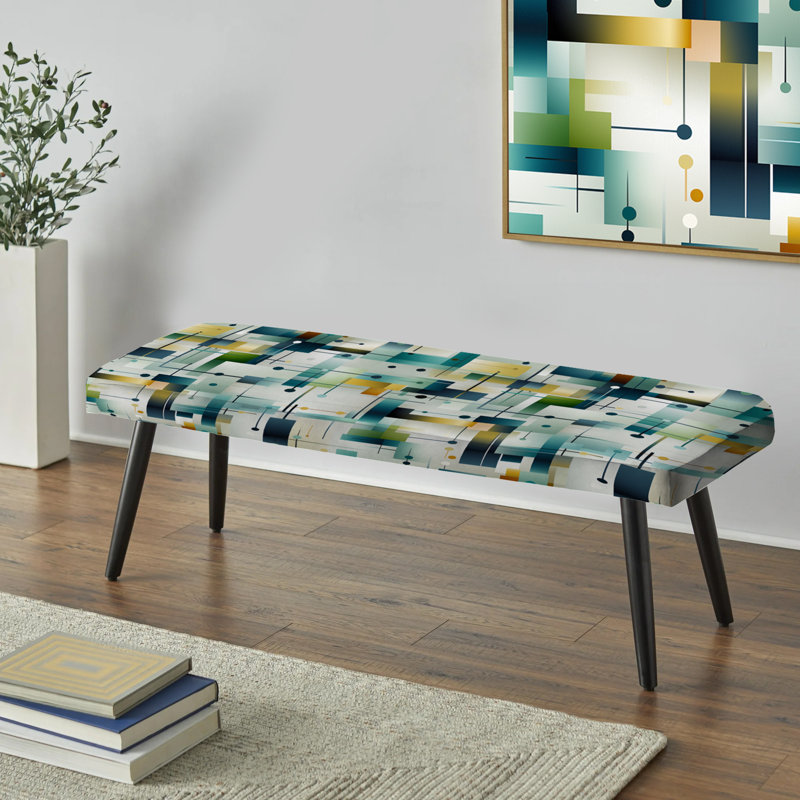 Banc rembourré géométrique vert Green Oasis