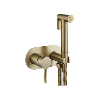 Hot And Cold Brass Bidet Spray Kit,Wall Mount,Brushed Gold