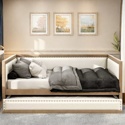 Upholstered Daybed With Trundle And Nailhead Decoration