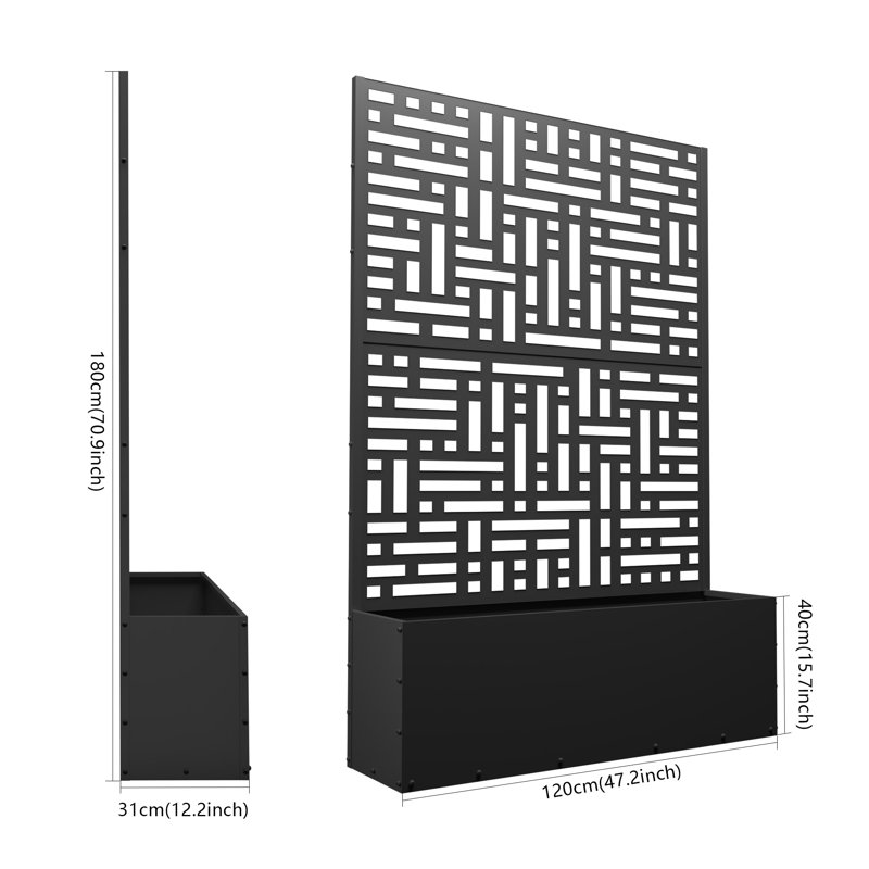 Quameshia Metal Planter Box, Black
