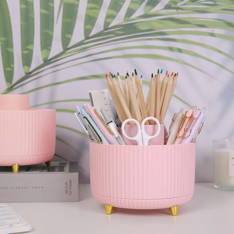 Organiseur rotatif multifonction à 360° - Beau porte-stylo rotatif à 5 emplacements pour fournitures artistiques, bureau, école, maison