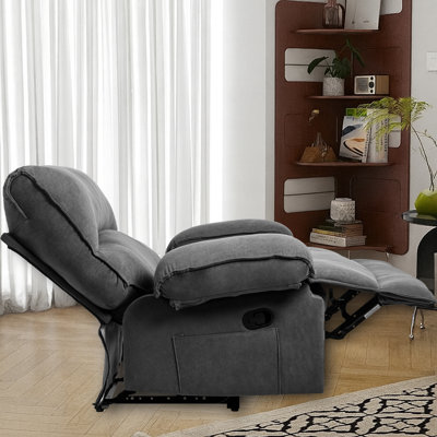 Oversized Recliner Chair with Adjustable Backrest and Footrest, Upholstered Lounge Chair with Side Pocket – Supports up to 350 lbs by Latitude Run