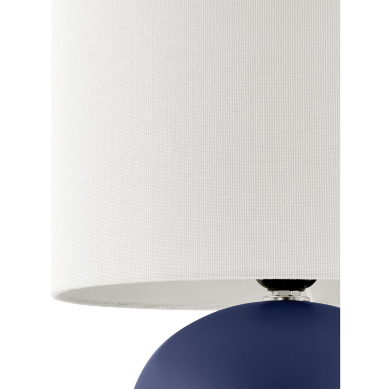 Lampe de table en céramique avec abat-jour tambour en lin, Marine
