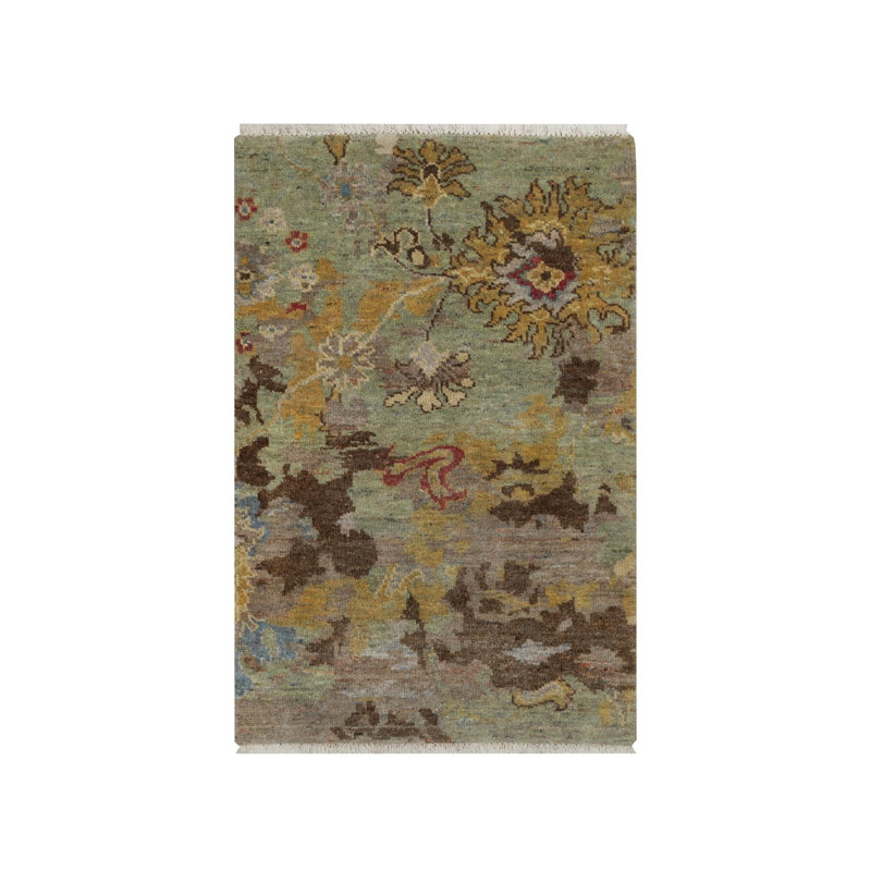 Tapis cèdre oriental noué à la main 2 pi x 3 pi 2 po x 3 po Oushak
