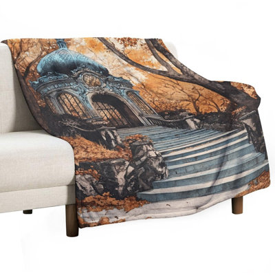 Jeté d'automne en forme de flanelle de luxe avec cadre en forme de feuilles d'automne, couverture douce et chaude pour le canapé-lit du salon